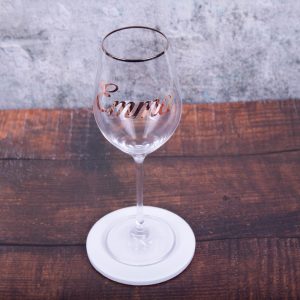 Personalised platinum rimmed wine glass